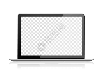 临空soho逼真的笔记本电脑前视图 笔记本空白屏幕展示监视器插图桌面小样剪贴画商业软垫框架键盘设计图片