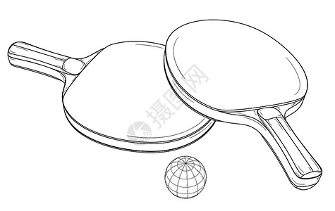 平椒两个乒乓球或乒乓球球拍和球设计图片