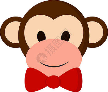 红色猴子素材带有弓形矢量或彩色插图的猴子设计图片