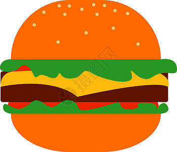 插画芝士汉堡白色背景上的美味芝士汉堡插画矢量设计图片