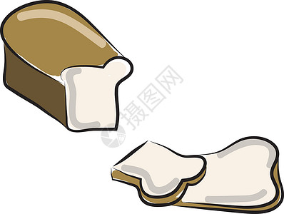 核心黑麦面包切面包片 插图 白底的矢量设计图片