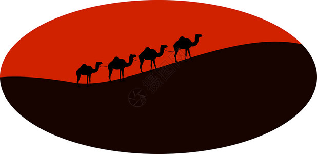 撒哈拉人沙漠中的骆驼阴影旅游旅行荒野卡通片哺乳动物动物姿势野生动物绘画设计图片