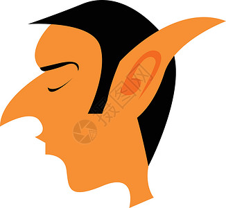 精灵耳朵有大耳朵矢量或彩色插图的老精灵设计图片