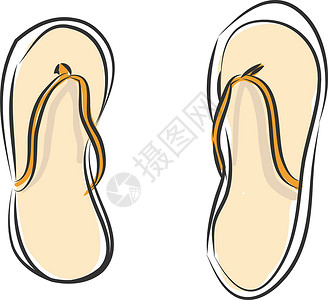 塑料凉鞋一对 fli 的白色背景上的简单矢量图解设计图片