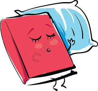再睡会表情沉睡在枕头矢量或颜色上的红色书本的Emoji设计图片