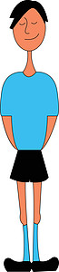 黑色短裤穿着蓝色T恤和黑短裤的男人在WH上展示矢量设计图片