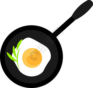 平底锅煎蛋白底带煎蛋插图矢量的黑锅设计图片