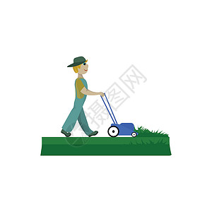 切面团的男人草坪 矢量或彩色插图上的草药草设计图片