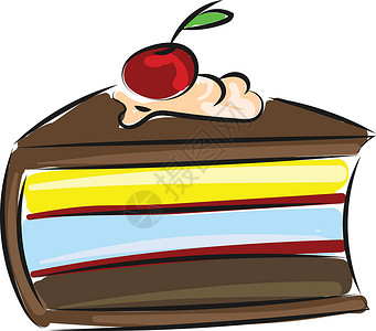 樱桃奶油小蛋糕樱桃蛋糕矢量图像或彩色插图海绵风格蛋糕美食食谱美味配料馅饼果味糕点设计图片