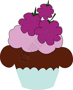 脆皮蛋糕黑莓蛋糕的图纸 矢量或颜色插图设计图片