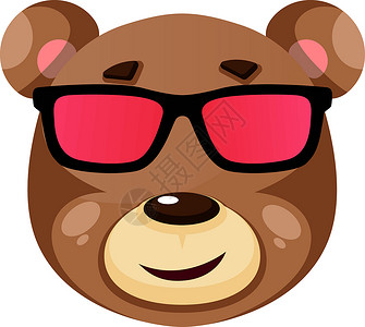 泰迪熊胸花配饰熊戴太阳镜 插图 白色背面的矢量设计图片