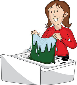 主妇洗衣服洗衣服的女人的矢量设计图片