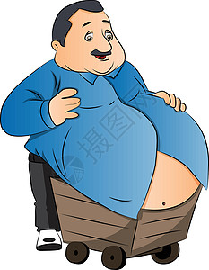 轮车上胃部肥胖男子的病媒高清图片