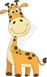 动物卡通画可爱的橘橙长颈鹿 插图绘画脖子荒野棕色动物园哺乳动物橙子白色动物艺术品设计图片