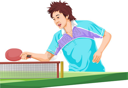 乒乓运动员少年打网球的矢量器设计图片
