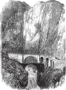 圣安吉洛桥瑞士乌里市的恶魔桥 古典雕刻旅行文化建筑学石头绘画游客地标艺术峡谷蚀刻设计图片
