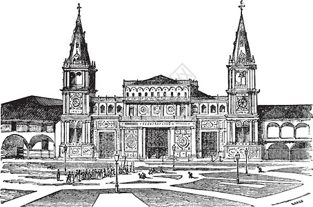 基尔尼采瓜亚基尔大教堂或圣彼得大教堂 厄瓜多尔路灯城市大教堂雕刻艺术品旅行精神教会建筑学地标设计图片