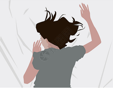睡着的女孩女孩躺在床上 插图 向量 在白色背景设计图片
