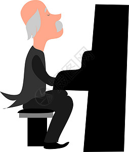 少儿成人钢琴老钢琴家 插图 白色背景的矢量设计图片