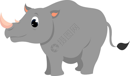 印度犀牛可爱犀牛 插图 白色背景的矢量绘画涂鸦艺术狮子收藏微笑丛林卡通片乐趣快乐设计图片