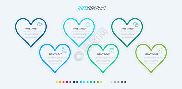 流心皮蛋时间线图表设计矢量  6工作流布局 矢量图时间线模板 冷色调设计图片