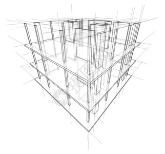 正在建造的房子的绘图 韦克托原理图构造文档工程建筑建设办公室工地3d框架背景图片