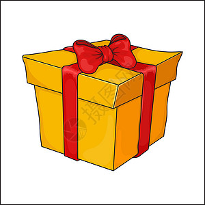 蝴蝶结铃铛带红丝带和蝴蝶结的礼品盒在白色背景下被隔离设计图片
