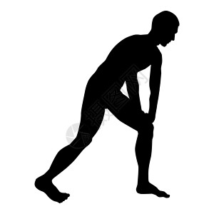 你奔跑的样子真帅男人做热身运动运动男性锻炼剪影在你跑之前侧视图图标黑色它制作图案设计图片