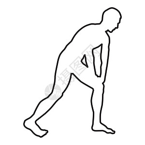 男人做热身运动运动男性锻炼剪影在你跑侧视图图标黑色插图轮廓之前设计图片