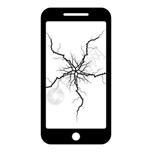 碎玻璃裂纹裂缝显示屏上有裂纹的智能手机 破碎的现代手机 破碎的智能手机屏幕 屏幕矩阵破碎的手机 中心触摸屏破裂的手机 破碎的玻璃电话图标黑色矢设计图片