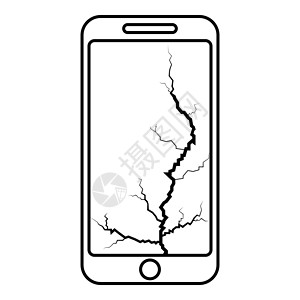 固定电话显示屏上有裂缝的智能手机 破碎的现代手机 破碎的智能手机屏幕 屏幕矩阵破碎的手机 底部触摸屏破裂的手机 破碎的玻璃电话图标黑色轮设计图片