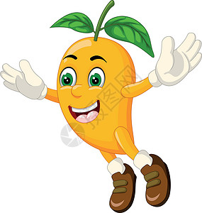 芒果益菌多跳跃的黄色芒果穿棕色鞋子卡通设计图片