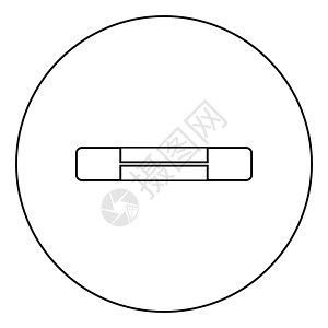 电熔断器电路符号过载保护易熔元件图标圆圈圆形轮廓黑色矢量插图平面样式图像设计图片