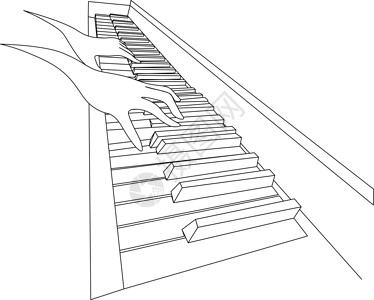 美丽钢琴素材用两只手在钢琴键盘上绘制轮廓图设计图片