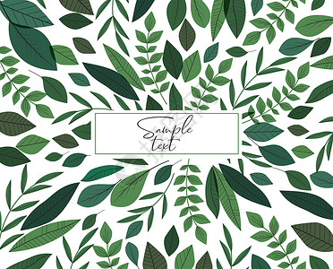 绿色植物框架自然背景 绿树叶边界横幅明信片生日庆典问候语风格装饰花园婚礼设计图片