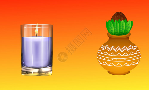 心蜡烛在抽象的金色背景上模拟蜡烛和节日物品的插图庆典温泉水果食物派对正方形玻璃传单液体横幅设计图片