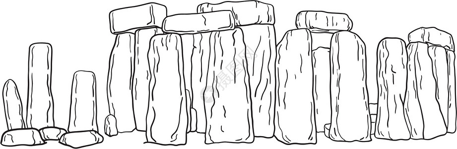 老罗英语巨石阵在英国矢量图素描涂鸦手 dra设计图片