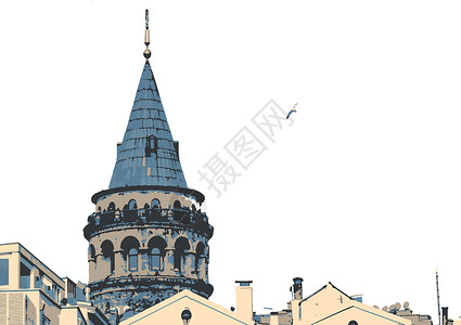 土耳其圣索菲亚教堂加拉塔塔伊斯坦布的旅游标志房子景观喇叭游客城市建筑学地标石头建筑文化设计图片