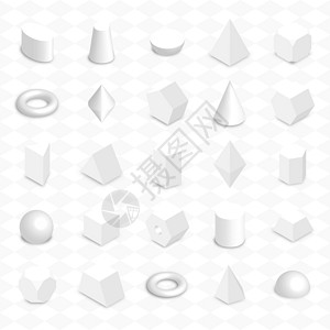 基本形状3D 几何形状矢量图梯形圆圈棱镜正方形教育锥体金字塔球体盒子四边形设计图片