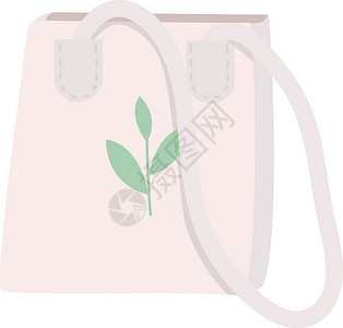 布鲁可生态手提袋卡通矢量图 可重复使用的无塑料棉手提袋 用于购物扁平色物体 环保配件 白色背景上带把手的市场零垃圾袋插画