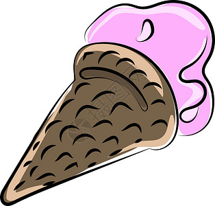 纯奶蛋卷白色背景上的草莓冰淇淋插画矢量水果奶油食物奶制品甜点酸奶粉色冰淇淋奶油状锥体设计图片