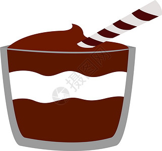 布丁冰粉白色背景上的巧克力布丁插画矢量棕色烹饪蛋糕食物营养艺术插图奶油焦糖馅饼设计图片