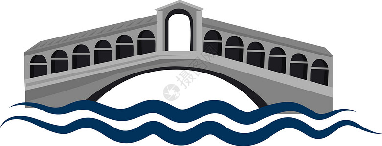 桥图标白色背景上的旅游假期运河插图城市游客建筑缆车地标建筑学设计图片