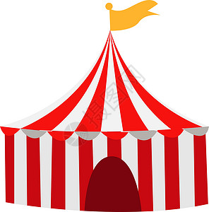 帐篷图标白色背景上的马戏团帐篷喜悦条纹圆顶展示天炉旗帜笑声宴请插图童年设计图片