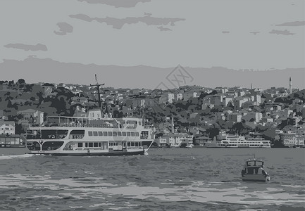 土耳其旅行伊斯坦布尔的城市景观和景观与船日落旅行全景场景假期地标游客建筑学历史海景设计图片