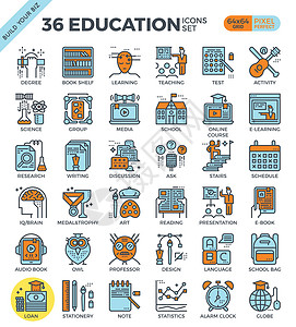 信纸图标教育学习像素完美轮廓图标弦琴毕业帽视频风暴知识测试套装推介会夹子大学设计图片