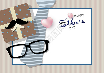 父亲节礼物快乐父亲节礼品盒的概念设计 留着小胡子设计图片