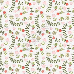 花卉园艺复古风格的可爱花卉背景花园民间纺织品园艺图案包装装饰自然礼品墙纸设计图片