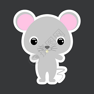 小老鼠可爱可爱的小老鼠儿童贴纸 平面向量股票错觉设计图片