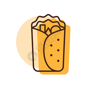 生鲜牛肉卷卷饼包装矢量图标 快餐标志插图辣椒午餐美食玉米小吃蔬菜早餐餐厅沙拉设计图片
